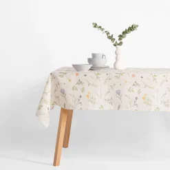 Obrus z lnem w polne kwiaty GARDENA 110x160 cm