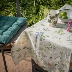 Obrus z lnem w polne kwiaty GARDENA 110x160 cm