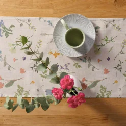 Obrus z lnem w polne kwiaty GARDENA 40x120 cm