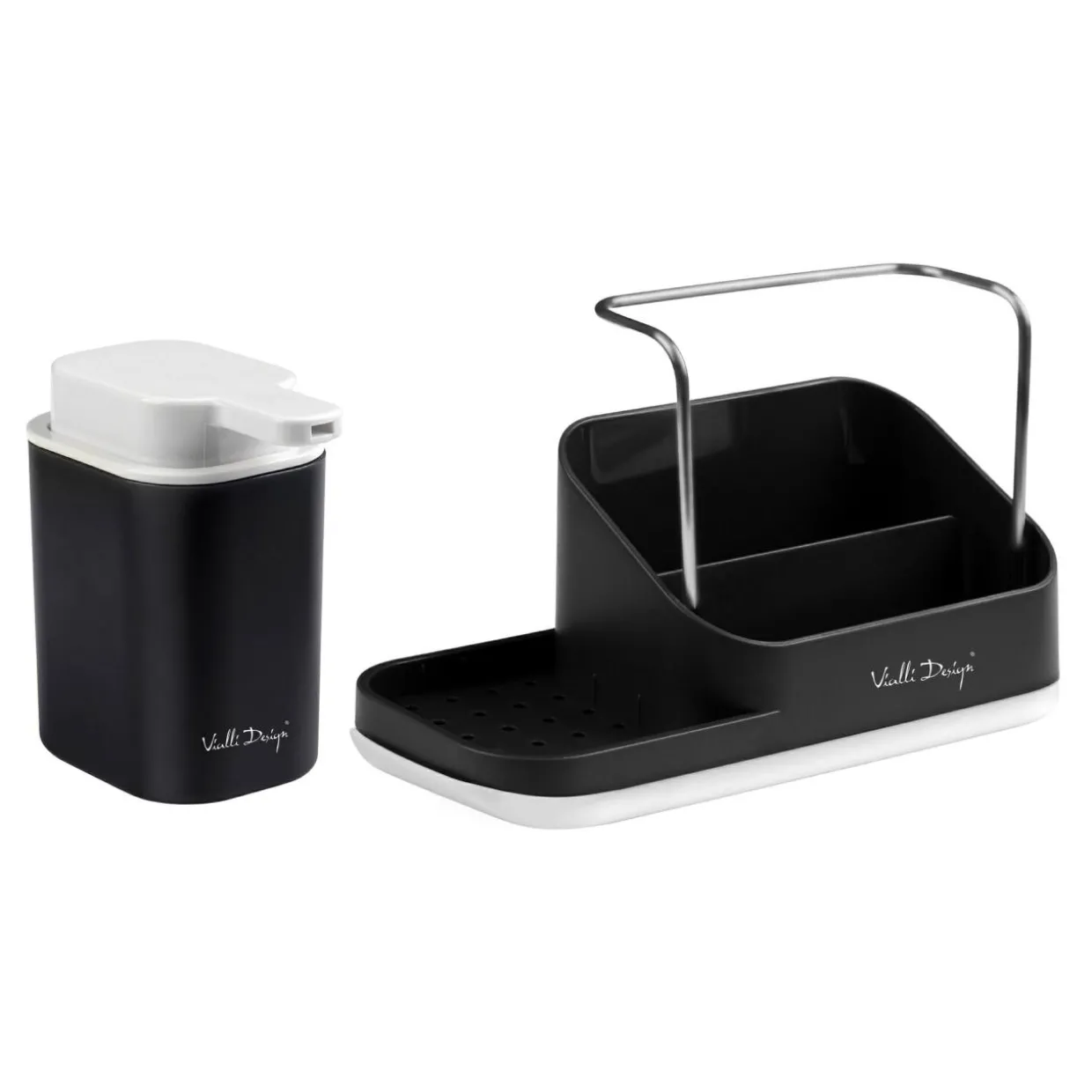 Organizer kuchenny z dozownikiem czarny LIVIO DUO
