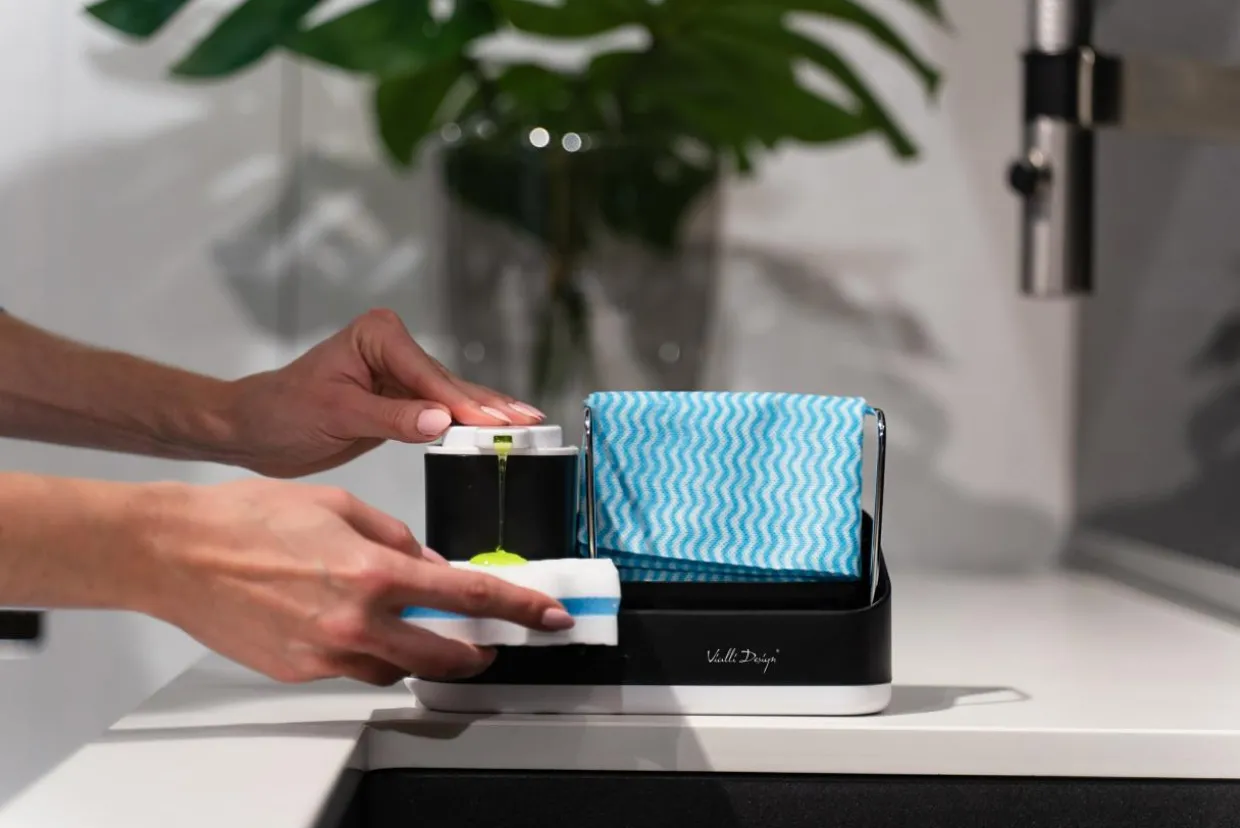 Organizer kuchenny z dozownikiem czarny LIVIO DUO