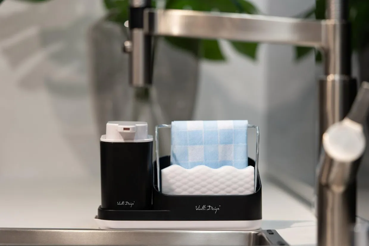 Organizer kuchenny z dozownikiem czarny LIVIO DUO