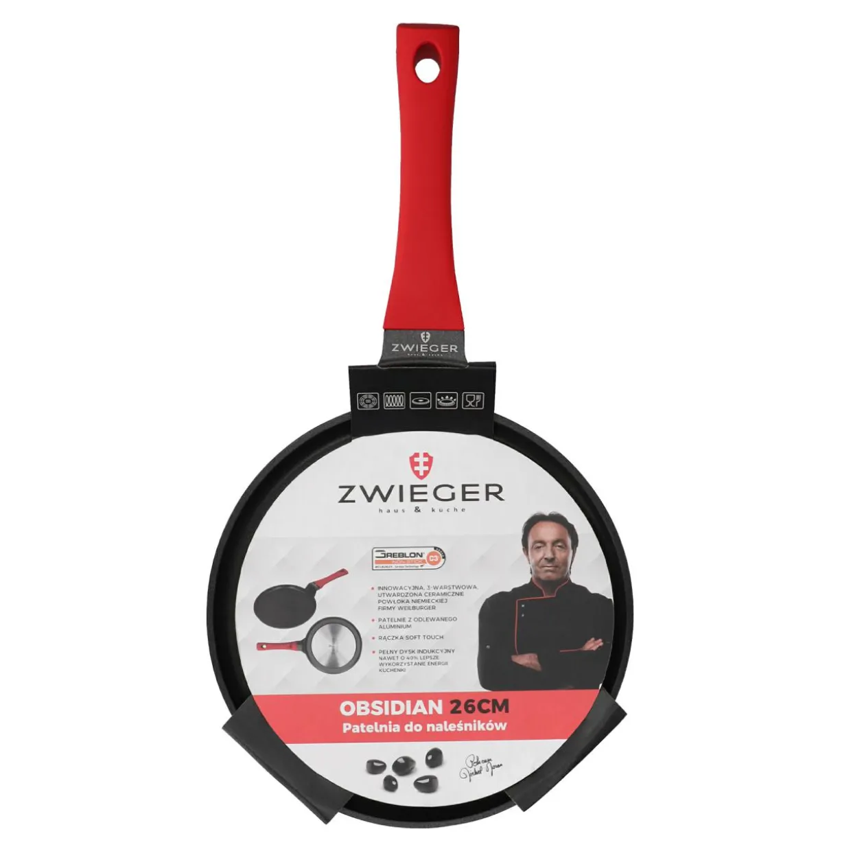 Patelnia do naleśników na indukcję ZWIEGER OBSIDIAN 26 cm