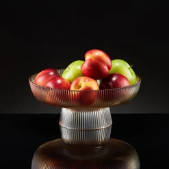 Patera CURLY 25 cm bursztynowa