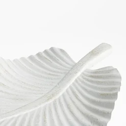 Patera dekoracyjna biała LIŚĆ 35 cm