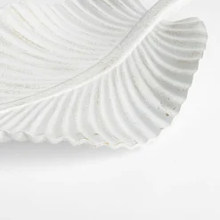 Patera dekoracyjna biała LIŚĆ 35 cm