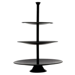 Patera piętrowa na ciasto i owoce 3 poziomy czarna 34 cm