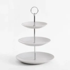 Patera 3-poziomowa porcelanowa biała 35 cm