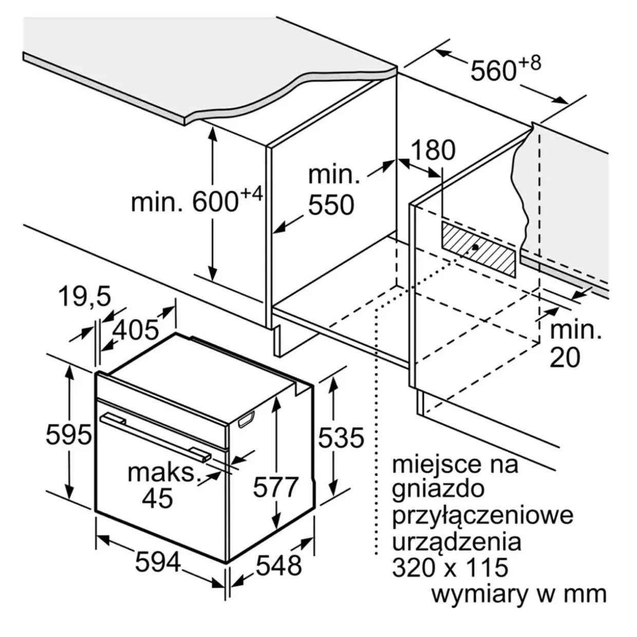Piekarnik do zabudowy BOSCH seria 8 inox/czarny HBG7363B1