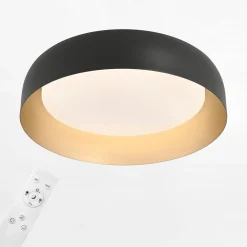 Plafon LED czarno-złoty OSKO z pilotem fi 40 cm