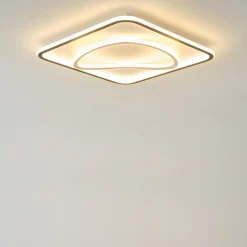 Plafon LED kwadratowy czarno-złoty LENS 50x50 cm