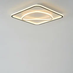 Plafon LED kwadratowy czarno-złoty LENS 50x50 cm