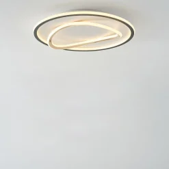 Plafon LED okrągły czarno-złoty LENS 50 cm