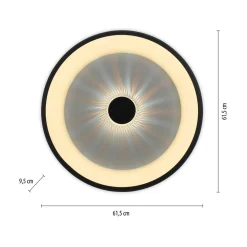 Plafon LED 37W czarny VERTIGO z pilotem fi 61,5 cm
