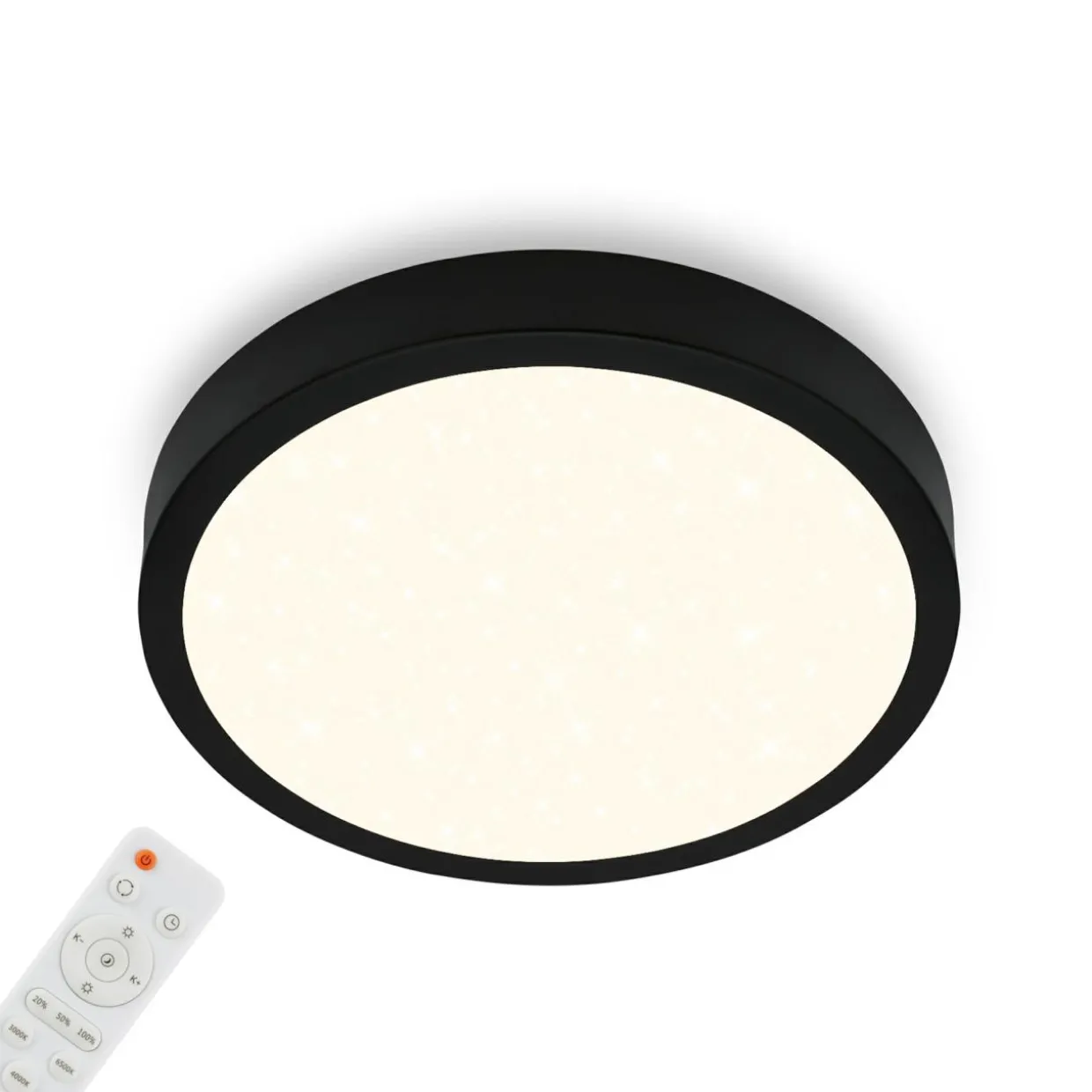 Plafon LED z pilotem czarny RUNA 38 cm