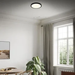 Plafon LED z pilotem czarny RUNA 38 cm