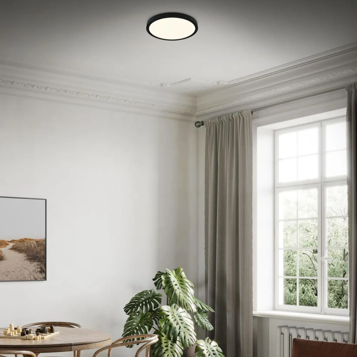 Plafon LED z pilotem czarny RUNA 38 cm