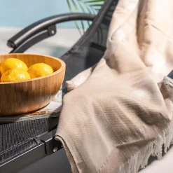 Pled z frędzlami beżowy KRATA 150x200 cm