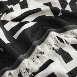 Pled z frędzlami czarny MIRROR 150x200 cm
