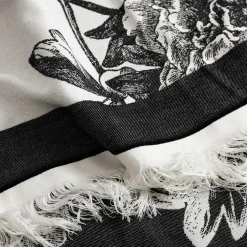 Pled z frędzlami czarny PEONIE 150x200 cm