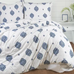 Pościel bawełniana biało-niebieska JERSEYLOVE 160x200 cm