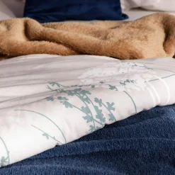 Pościel bawełniana w białe liście JERSEYLOVE 160x200 cm