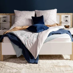 Pościel bawełniana w białe liście JERSEYLOVE 160x200 cm