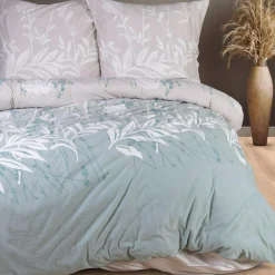 Pościel bawełniana w białe liście JERSEYLOVE 160x200 cm