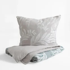 Pościel bawełniana w białe liście JERSEYLOVE 220x200 cm