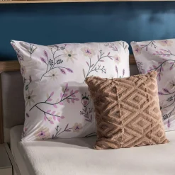 Pościel bawełniana w fioletowe rośliny JERSEYLOVE 160x200 cm