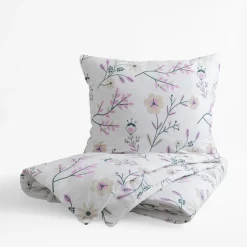 Pościel bawełniana w fioletowe rośliny JERSEYLOVE 220x200 cm