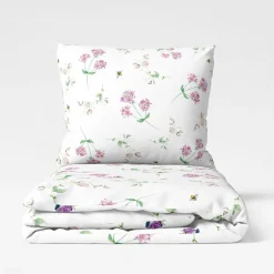 Pościel bawełniana w różowe kwiaty COTTAGE HOME 220x200 cm