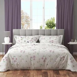 Pościel bawełniana w różowe kwiaty COTTAGE HOME 220x200 cm