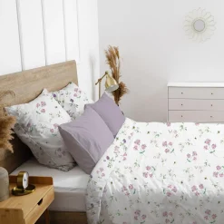 Pościel bawełniana w różowe kwiaty COTTAGE HOME 220x200 cm
