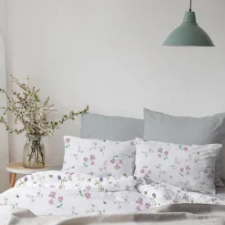 Pościel bawełniana w różowe kwiaty COTTAGE HOME 220x200 cm