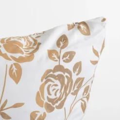 Pościel bawełniana w złote kwiaty JERSEYLOVE 220x200 cm