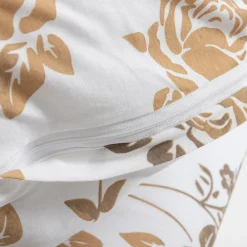 Pościel bawełniana w złote kwiaty JERSEYLOVE 220x200 cm