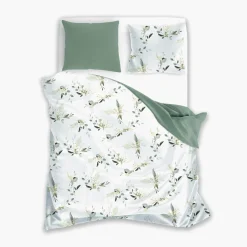 Pościel bawełniana zielono-biała COTTAGE HOME 140x200 cm