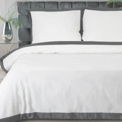 Pościel nowoczesna biało-stalowa LAURA 220x200 cm