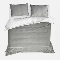 Pościel z satyny bawełnianej szaro-biała EVA MINGE 160x200 cm