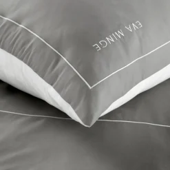 Pościel z satyny bawełnianej szaro-biała EVA MINGE 160x200 cm