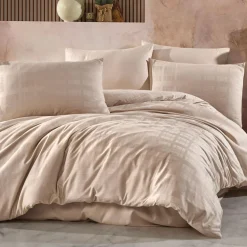 Pościel z satyny bawełnianej beż MARSELA 160x200 cm