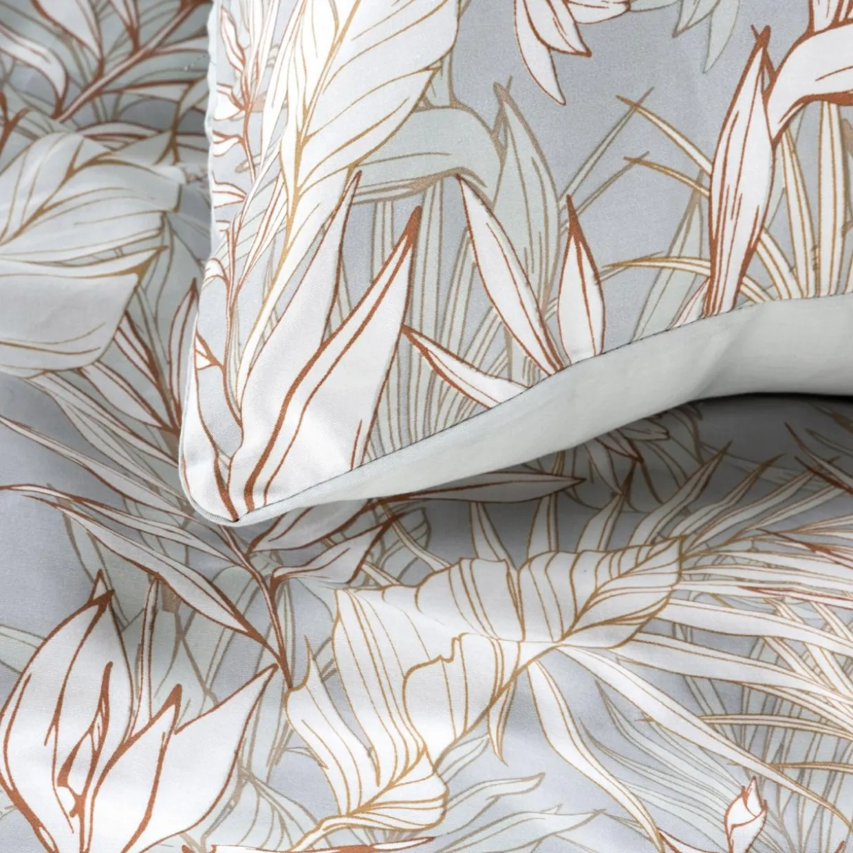 Pościel z satyny bawełnianej w liście NIKA 160x200 cm