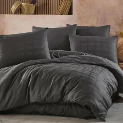Pościel z satyny bawełnianej antracyt MARSELA 220x200 cm