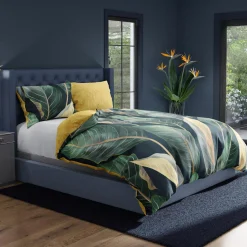 Pościel z satyny bawełnianej liście strelicji NOBILE 160x200 cm