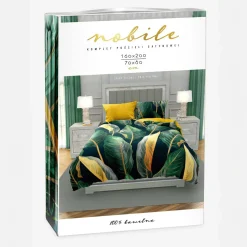 Pościel z satyny bawełnianej liście strelicji NOBILE 160x200 cm