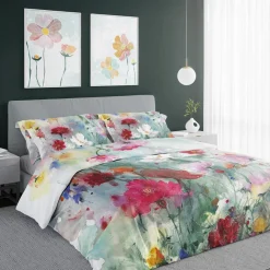 Pościel z satyny bawełnianej malarska łąka NOBILE 160x200 cm