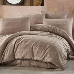 Pościel z satyny bawełnianej jasny brąz MARSELA 160x200 cm