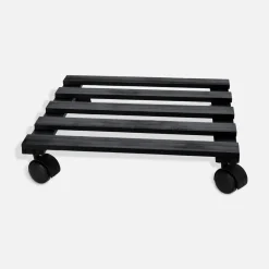 Podstawka pod donicę na kółkach czarna 28x28x8 cm