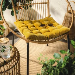 Poduszka na krzesło musztardowa DALLAS 40x40 cm